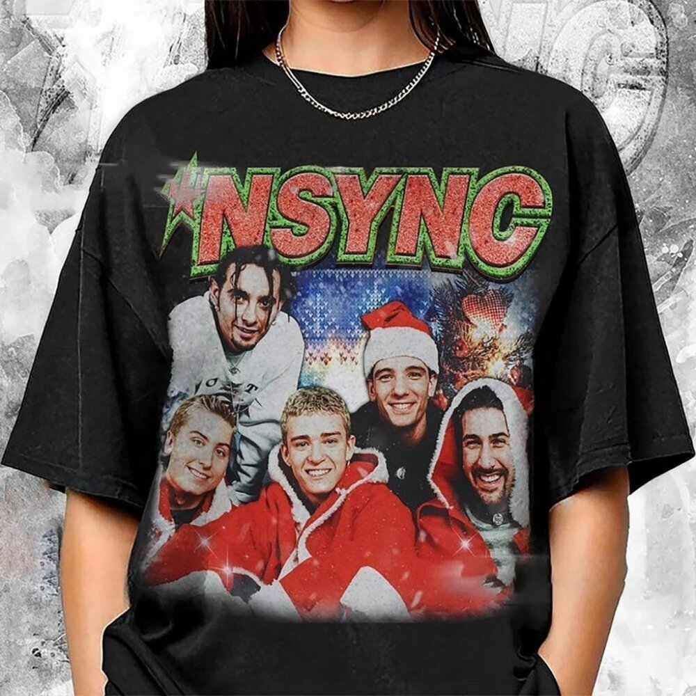 Nsync Merry Christmas 2023 Pop Holiday Retro Unisex Cozy Graphic Tee T-Shirt 91